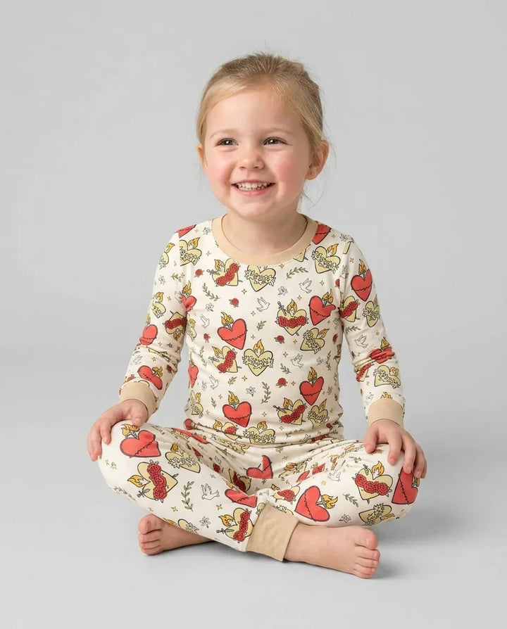 Zweiteiliges Langarm-Pyjama-Set mit Sommerfrüchten