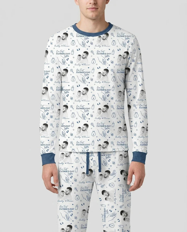 Custom Photo Our First Father's Day Together Bamboo Men's Pajama Set