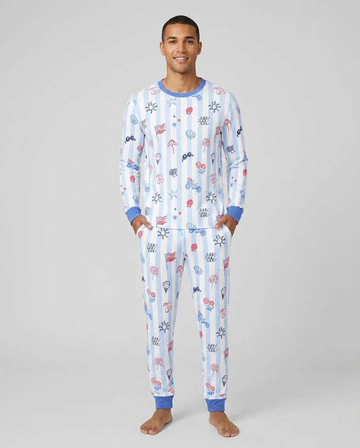 Red, White & Beachy Family Matching Bamboo Men's Pajama Set