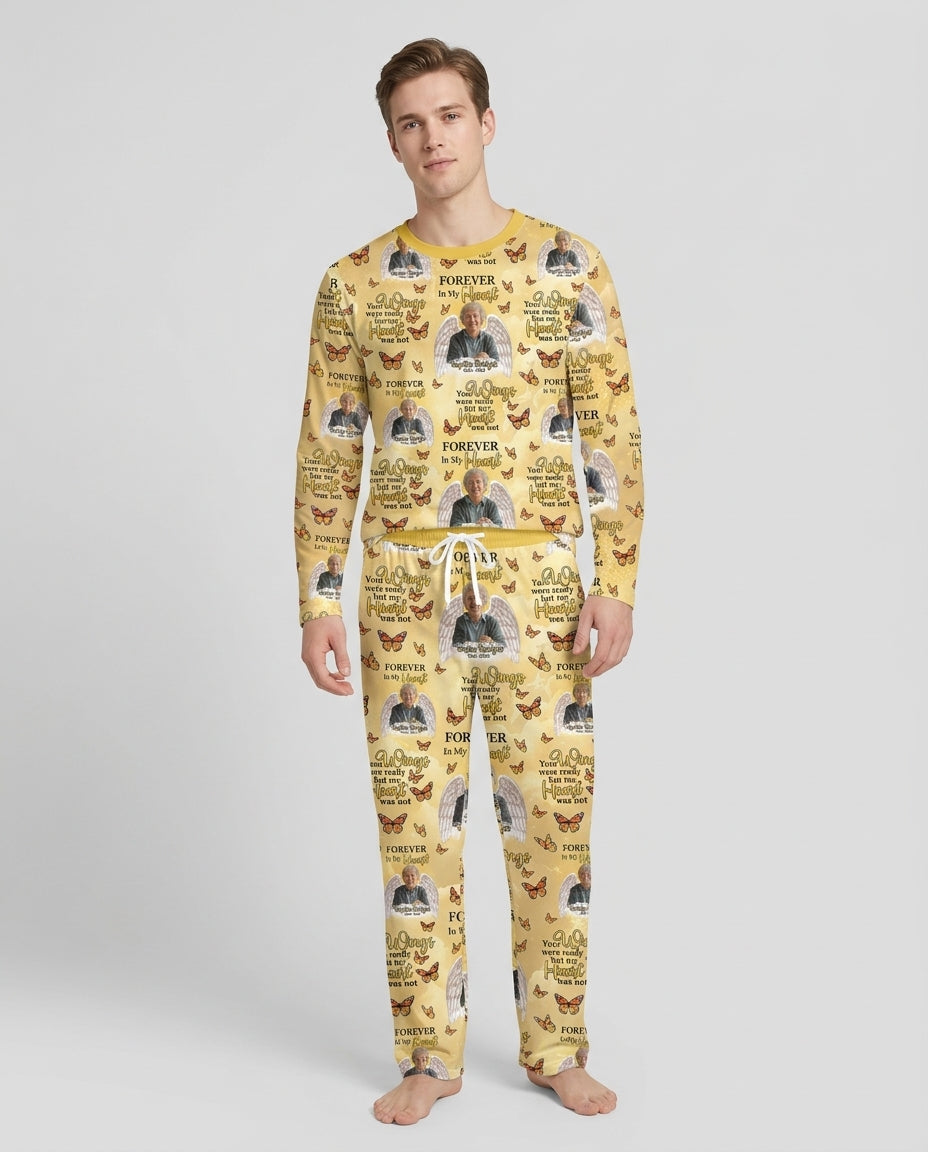 Custom Photo Forever In My Heart Family Matching Bamboo Men Pajama Set