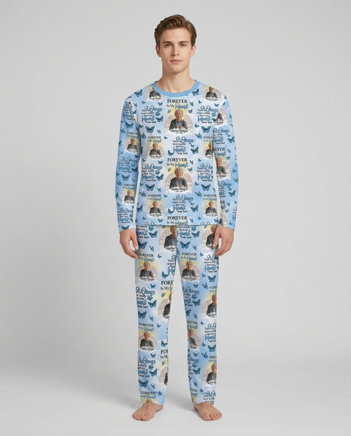 Custom Photo Forever In My Heart Family Matching Bamboo Men Pajama Set