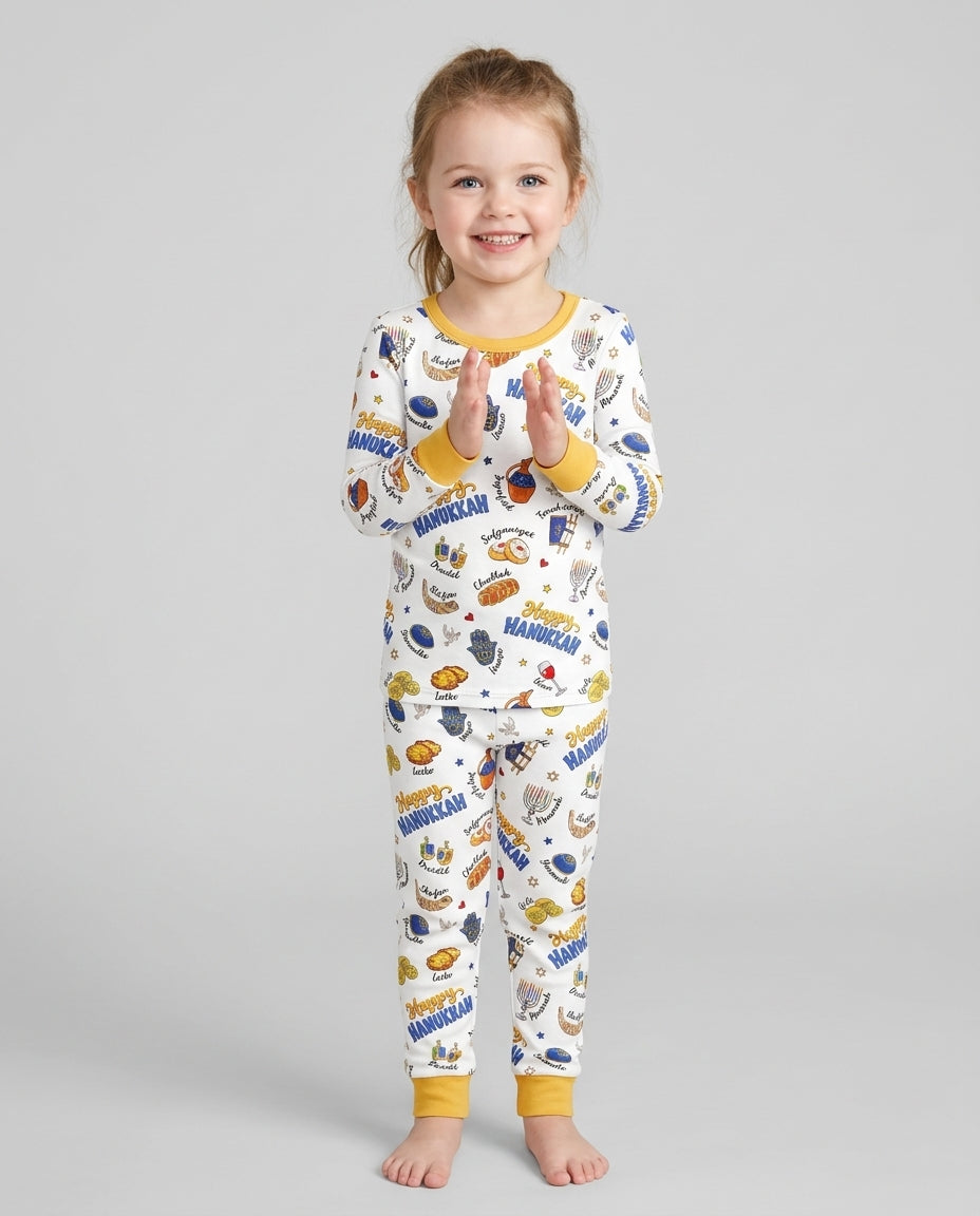 Tis The Season Hanukkah Bamboo Two Piece Long Sleeve Pajama Set