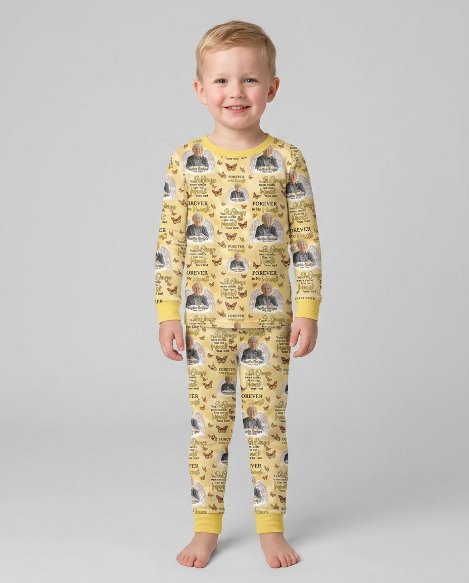 Custom Photo Forever In My Heart Family Matching Bamboo Two Piece Long Sleeve Pajama Set