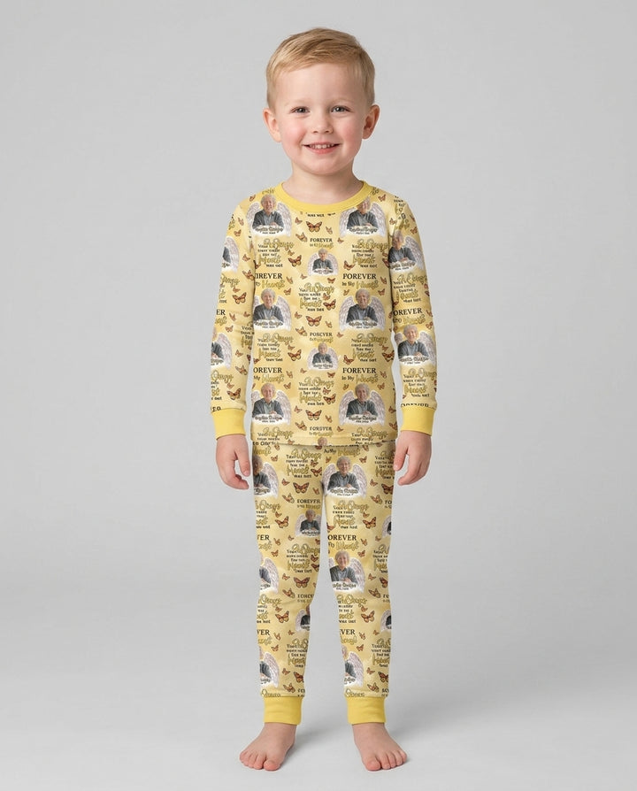 Custom Photo Forever In My Heart Family Matching Bamboo Two Piece Long Sleeve Pajama Set