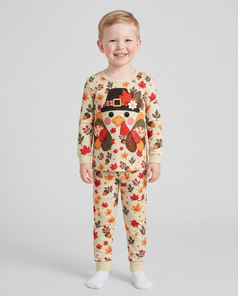 Thanksgiving Turkey Ugly  Bamboo Two Piece Long Sleeve Pajama Set