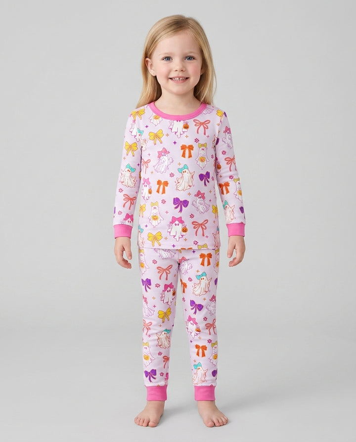 Coquette Ghost & Bow Bamboo Two Piece Long Sleeve Pajama Set