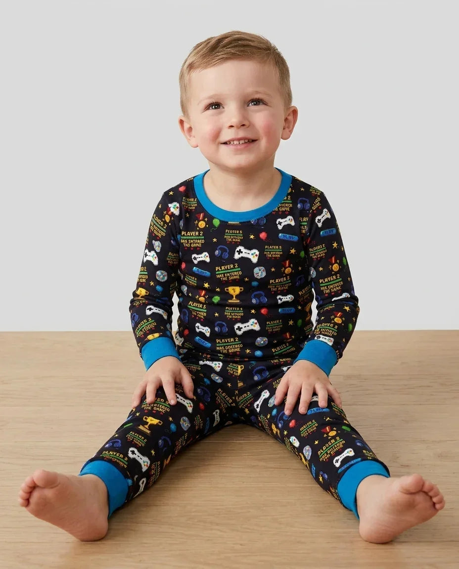 Zweiteiliges Langarm-Pyjama-Set mit Sommerfrüchten