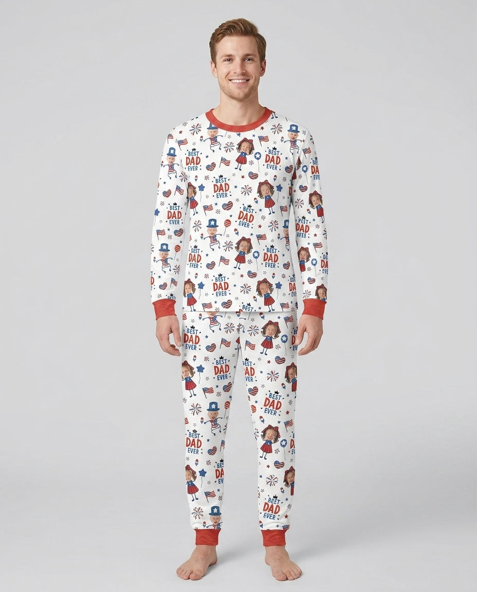 Custom Photo Best Patriotic Family Ever Bamboo Men's Pajama Set