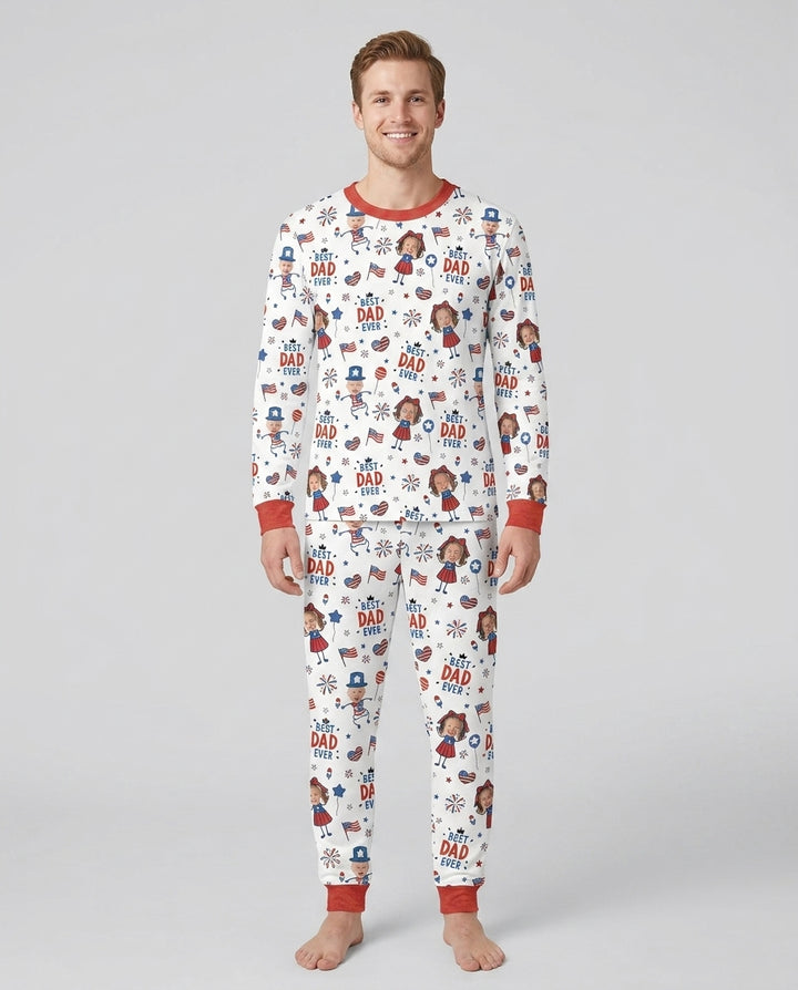Custom Photo Best Patriotic Family Ever Bamboo Men's Pajama Set