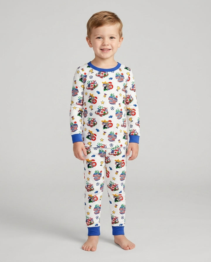 World Soccer North America 2026 Family Matching Bamboo Two Piece Long Sleeve Pajama Set