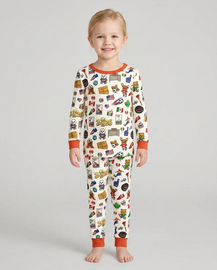Zweiteiliges Langarm-Pyjama-Set mit Sommerfrüchten