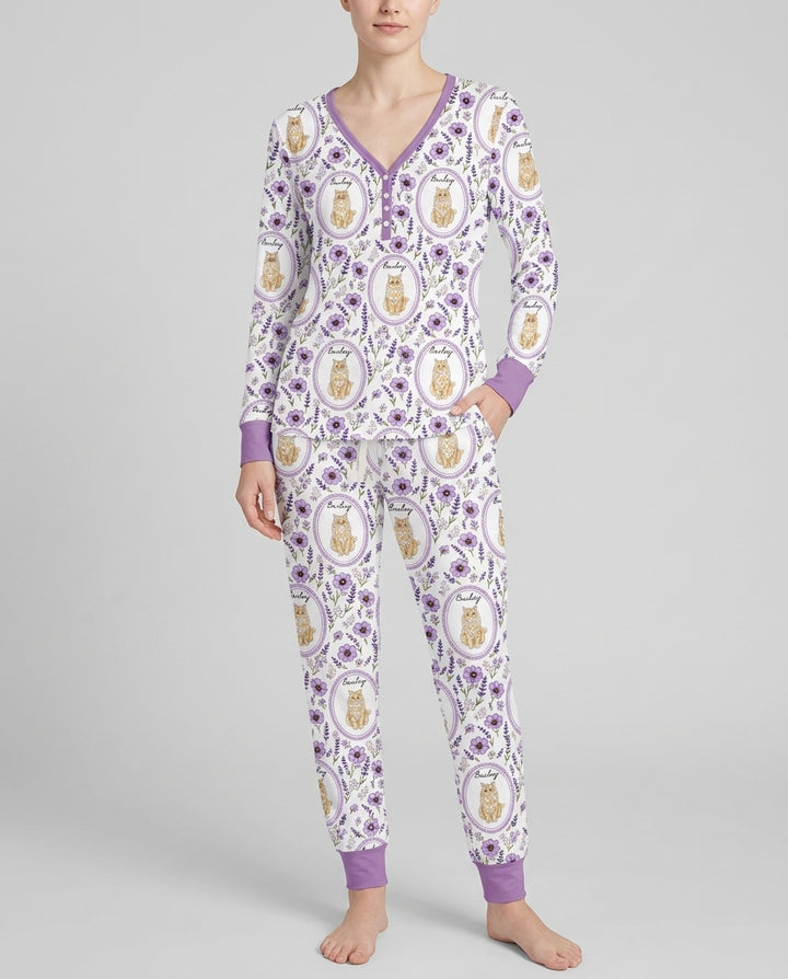 Custom Pet Photo Flower Garden Bamboo Women Pajama Set