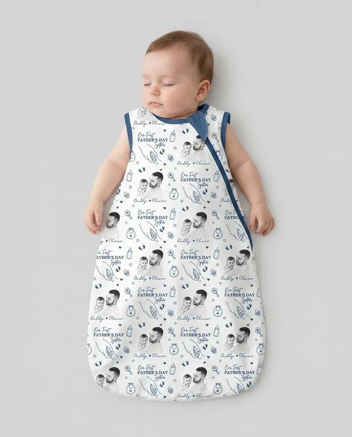 Custom Photo Our First Father's Day Together Bamboo Sleep Bag
