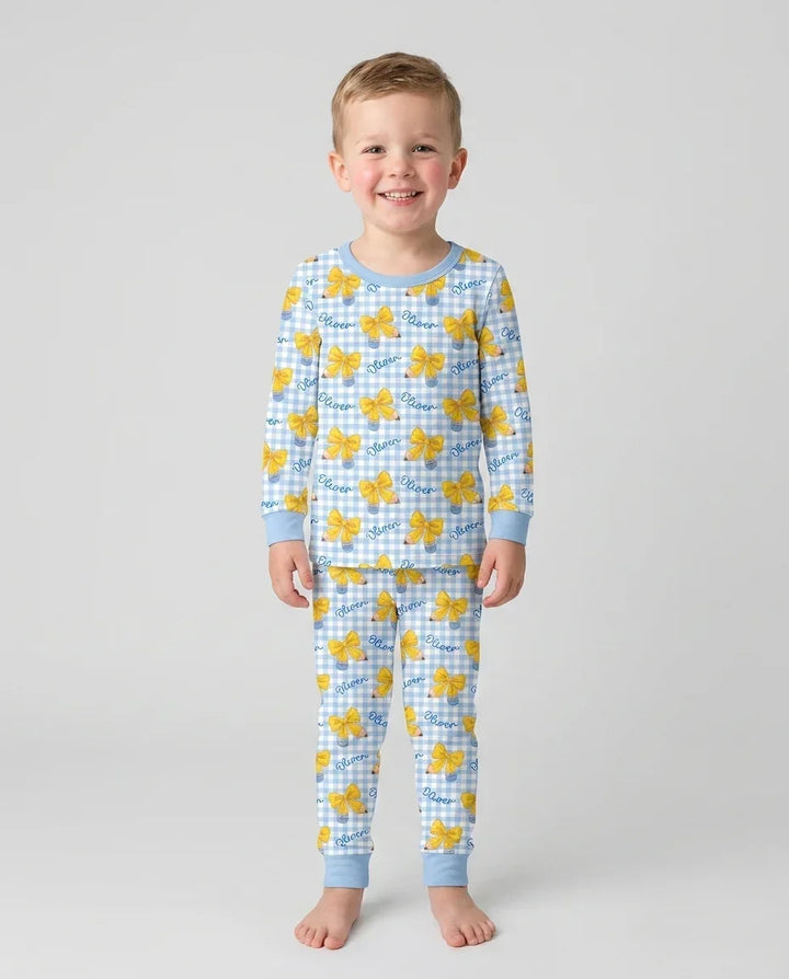 Coquette Back To School Bamboo Two Piece Long Sleeve Pajama Set