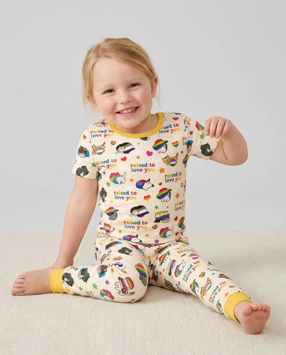 Rainbow Paws Family Matching Bamboo Two Piece Short Sleeve Pajama Set