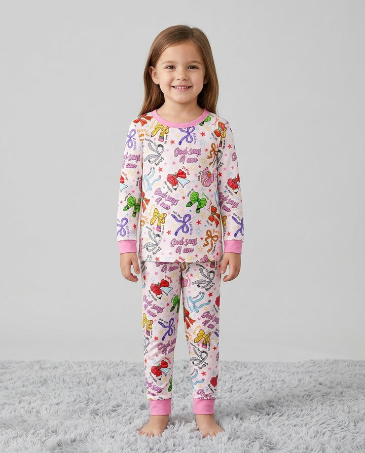 Zweiteiliges Langarm-Pyjama-Set mit Sommerfrüchten
