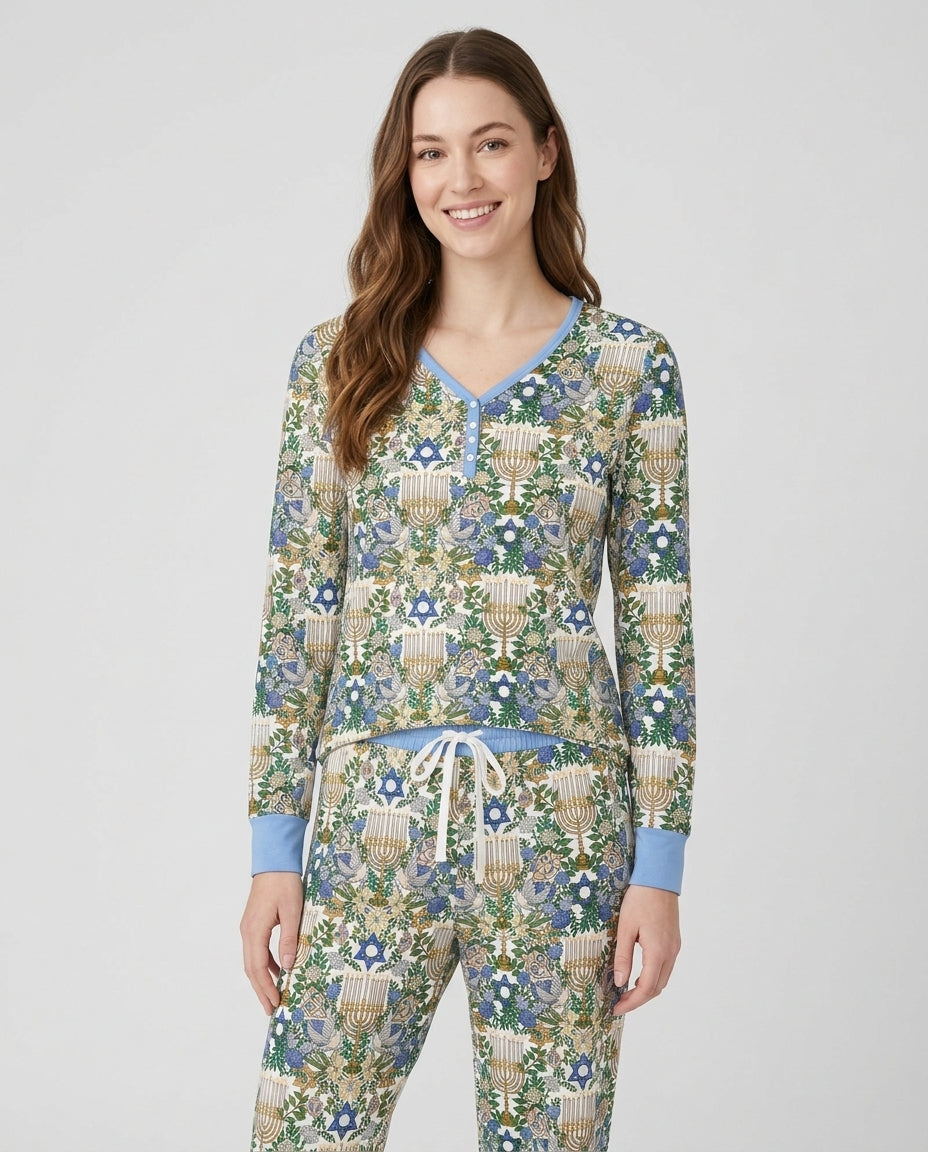 Hanukkah the Festival of Lights Mommy & Me Matching Bamboo Women Pajama Set