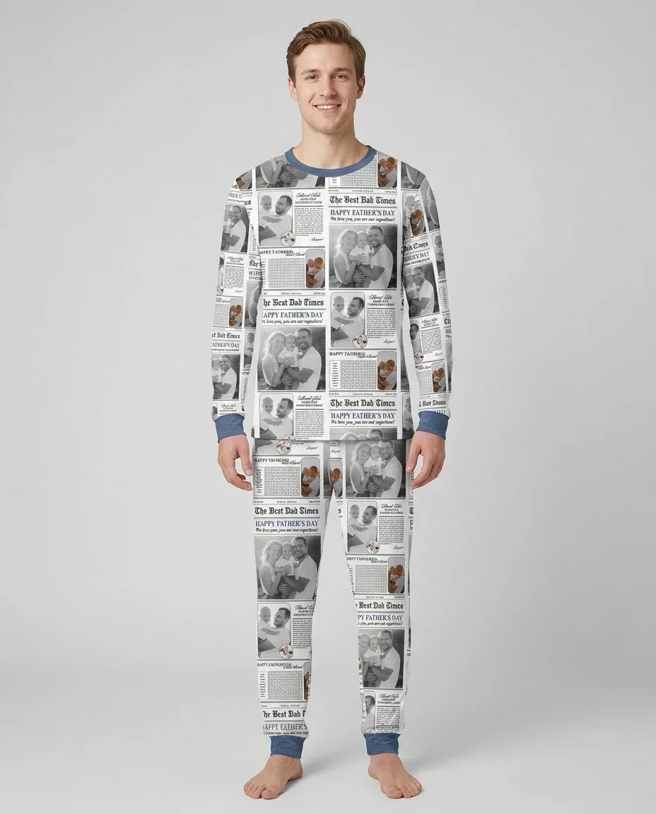 Custom Photo The Best Dad Times Bamboo Men's Pajama Set