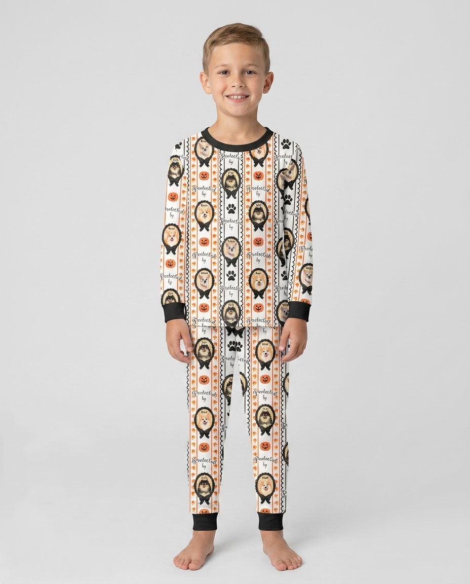 Custom Pet Photos Spooky Protector Bamboo Two Piece Long Sleeve Pajama Set