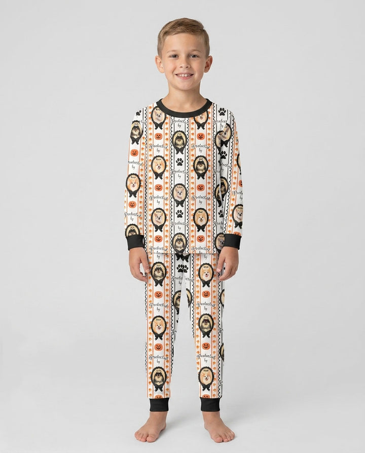 Custom Pet Photos Spooky Protector Bamboo Two Piece Long Sleeve Pajama Set