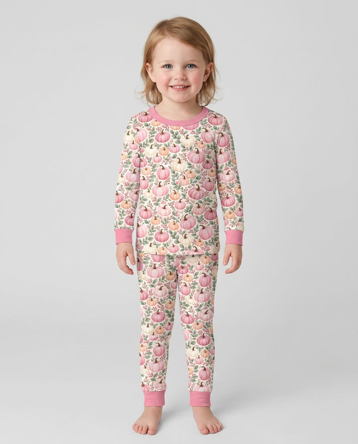 Pumpkin Cozy Fall Bamboo Two Piece Long Sleeve Pajama Set
