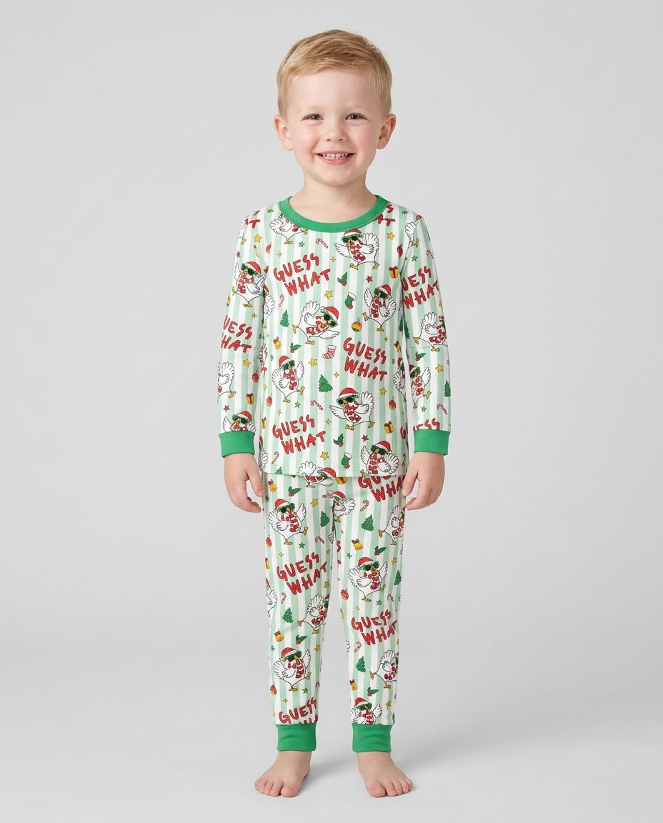 Guess What Chicken Butt Christmas Bamboo Two Piece Long Sleeve Pajama Set