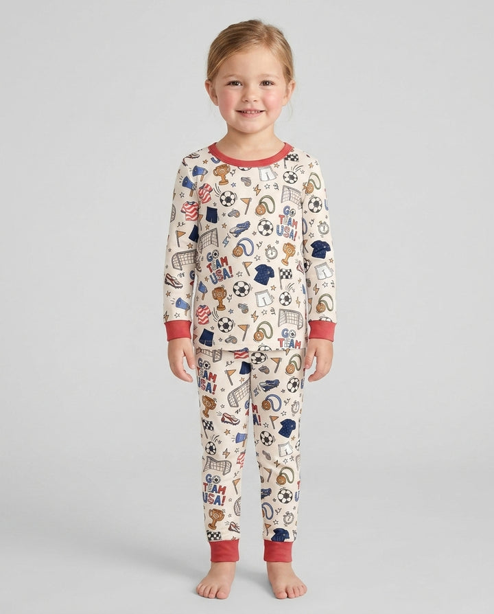 Soccer Go Team USA Bamboo Two Piece Long Sleeve Pajama Set