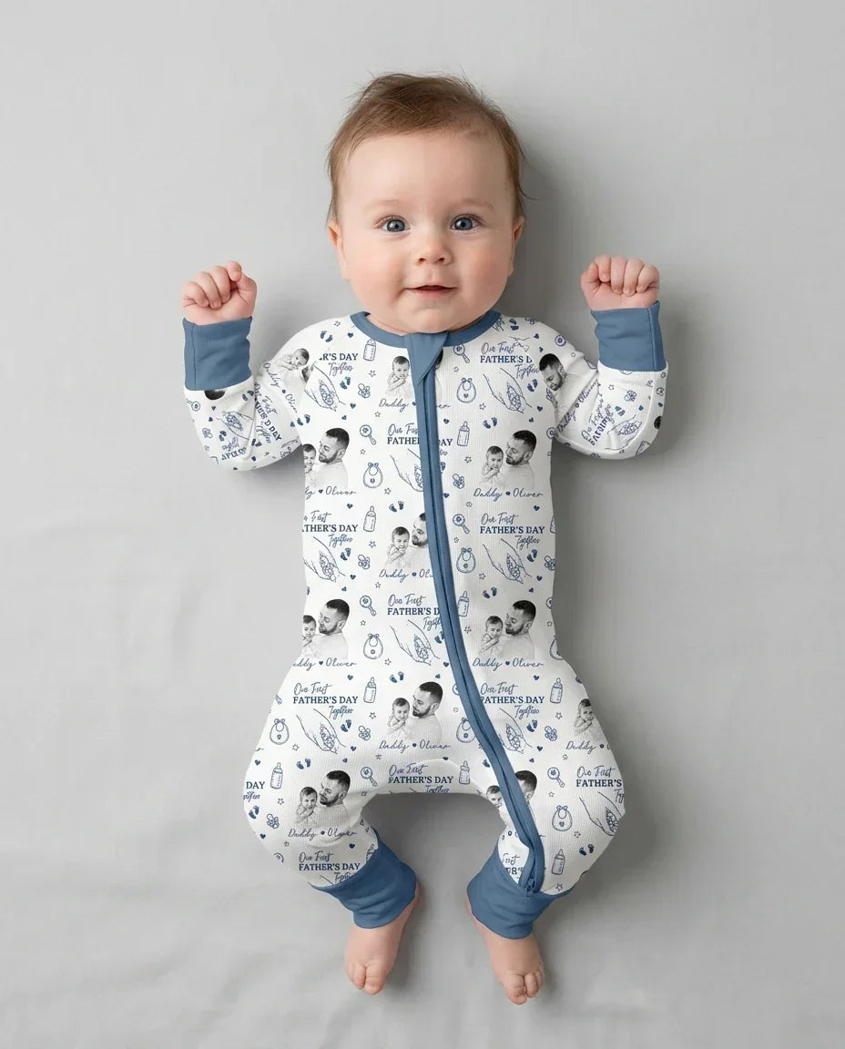 Custom Photo Our First Father's Day Together Bamboo Convertible Zippy