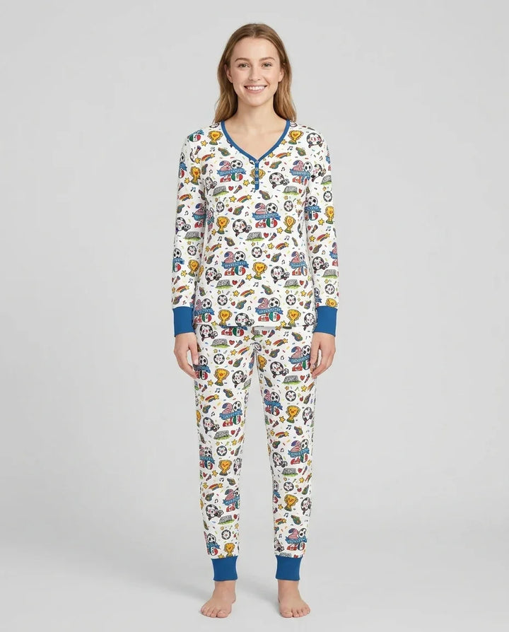 Soccer Fever 2026 Family Matching Bamboo Women Pajama Set