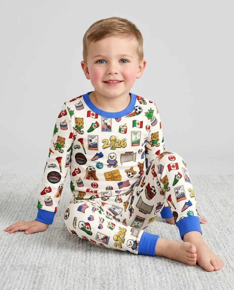 Zweiteiliges Langarm-Pyjama-Set mit Sommerfrüchten