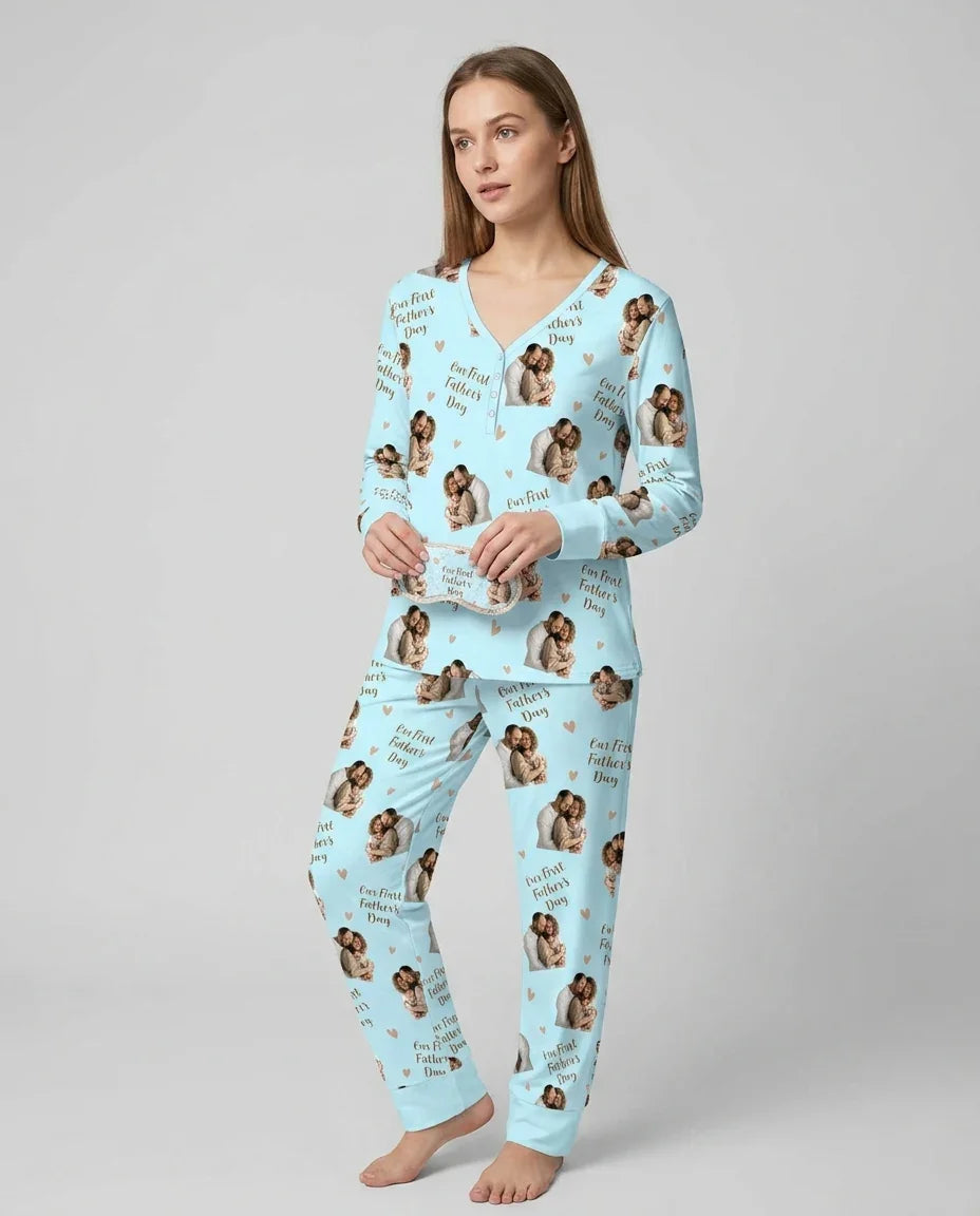 Custom Photo Our First as Parents Bamboo Women Pajama Set