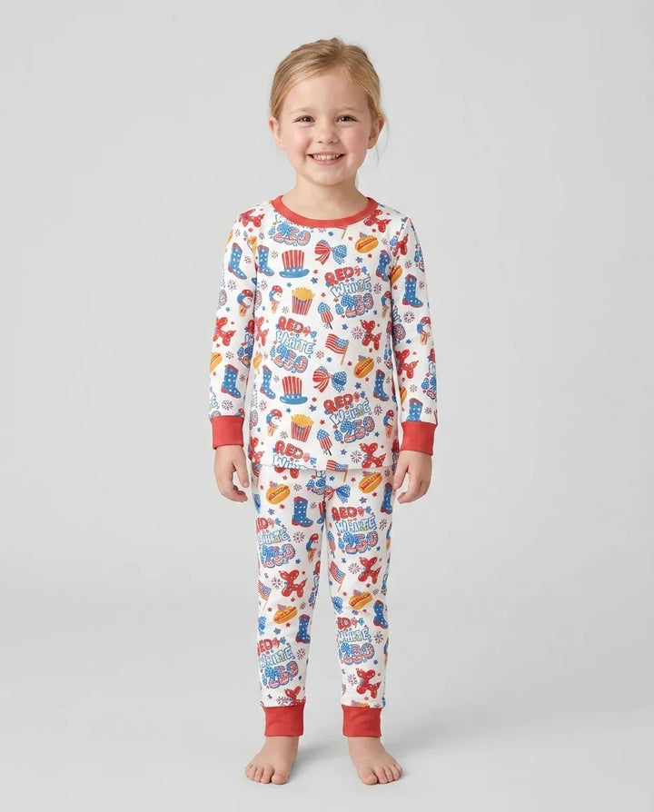 Red White & 250 Bamboo Two Piece Long Sleeve Pajama Set