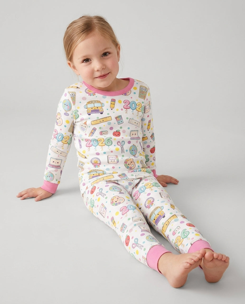 Zweiteiliges Langarm-Pyjama-Set mit Sommerfrüchten
