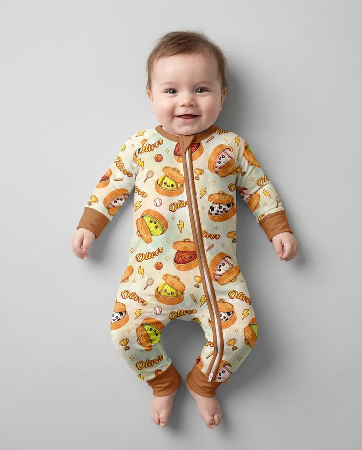 Custom Name Sports Dumpling Bamboo Convertible Zippy