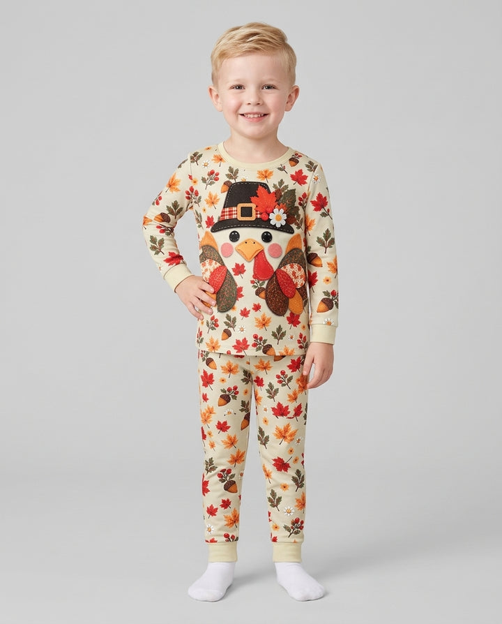 Thanksgiving Turkey Ugly Bamboo Two Piece Long Sleeve Pajama Set