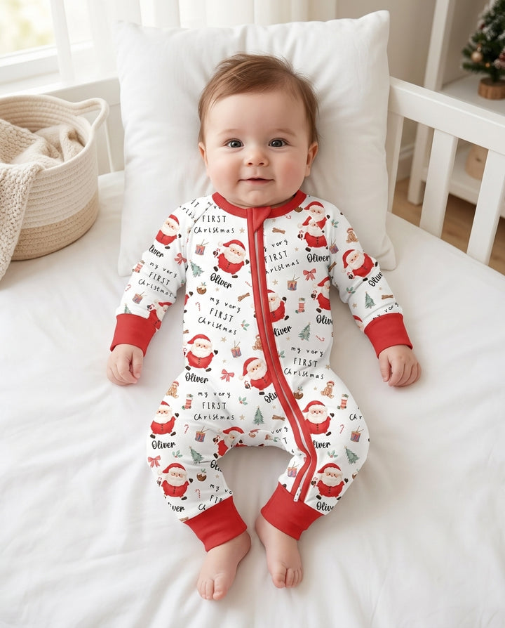 Custom Name My Very First Christmas Santa  Bamboo Convertible Zippy