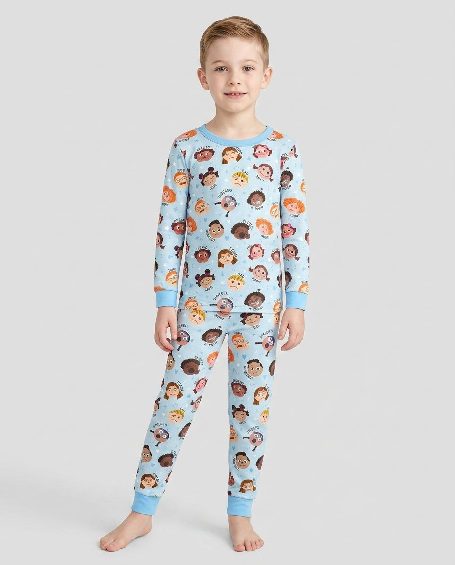 Feelings Vocabulary Bamboo Two Piece Long Sleeve Pajama Set