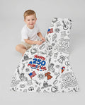 All Colorable Happy 250 America I love USA Bamboo Blanket