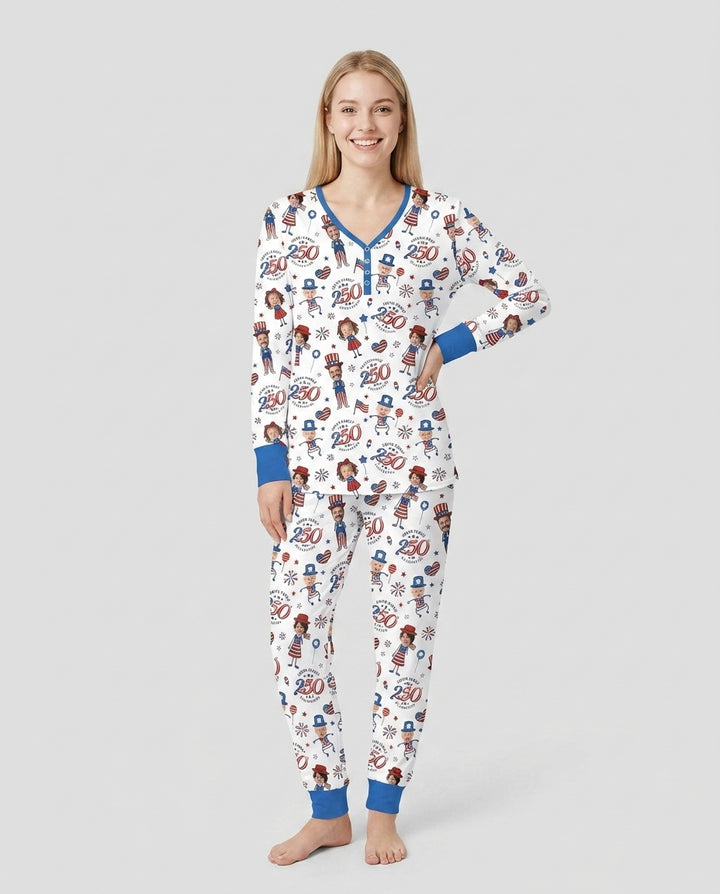 Custom Photo Smith Family Celebration Bamboo Women Pajama Set