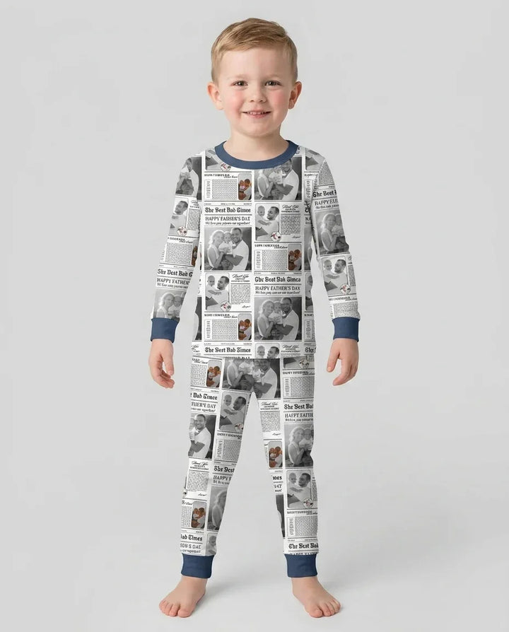 Custom Photo The Best Dad Times Bamboo Two Piece Long Sleeve Pajama Set