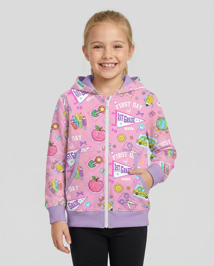 Custom Grade Girls School First Day Bamboo Zip Hoodie