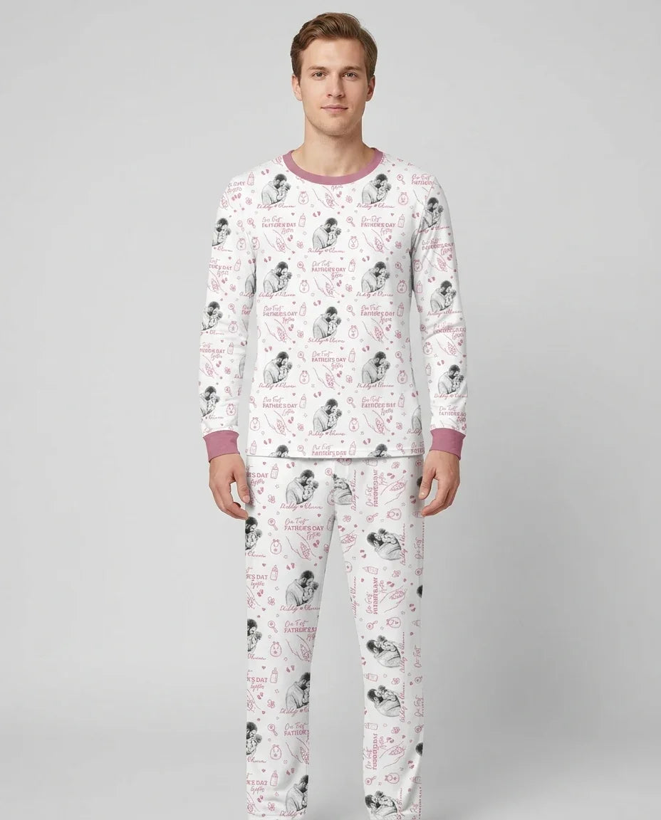 Custom Photo Our First Father's Day Together Bamboo Men's Pajama Set