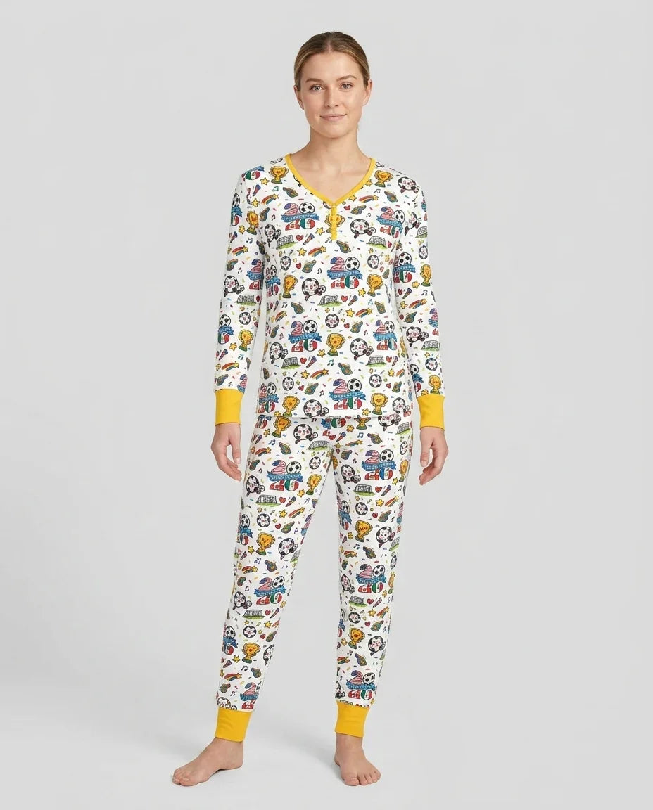 Soccer Fever 2026 Family Matching Bamboo Women Pajama Set