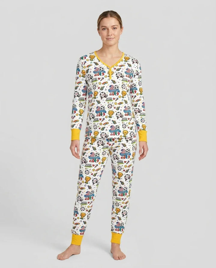 Soccer Fever 2026 Family Matching Bamboo Women Pajama Set