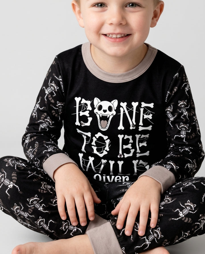 Funny Halloween Racoon Bamboo Two Piece Long Sleeve Pajama Set