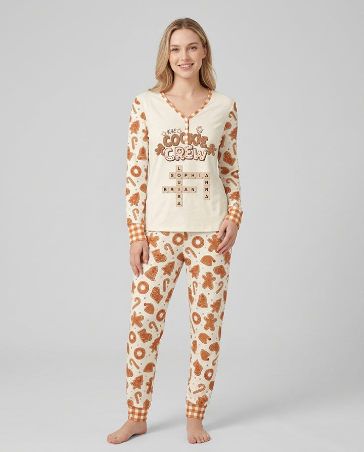 Custom Crossword Cookie Crew Bamboo Women Pajama Set