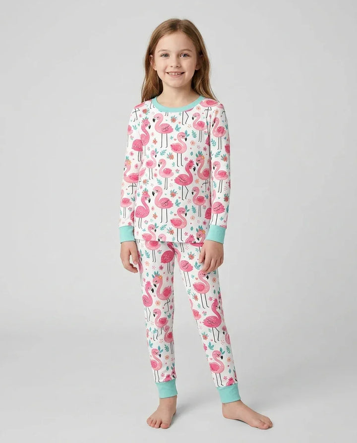 Hello Flamigo Bamboo Two Piece Long Sleeve Pajama Set