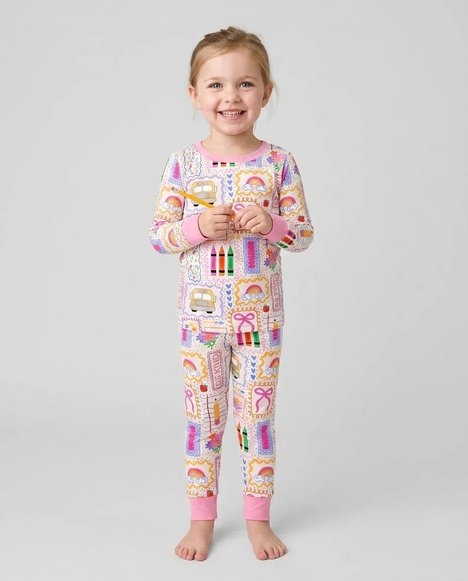 Conjunto de pijama de dos piezas de bambú de manga larga