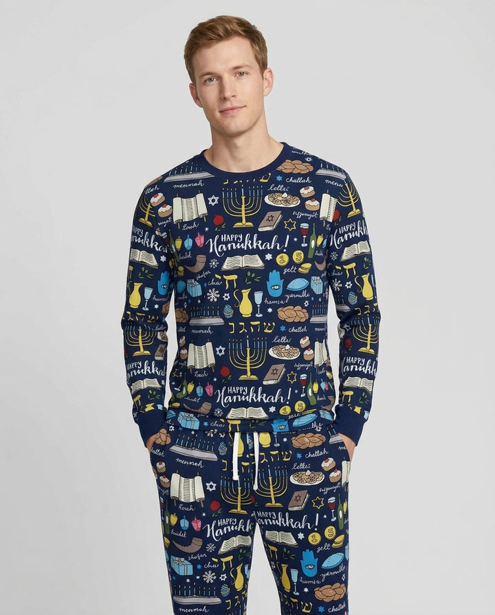 Happy Hanukkah 2026 Bamboo Men's Pajama Set