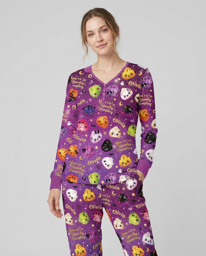 Custom Name You're A Spooky Dumpling Bamboo Women Pajama Set